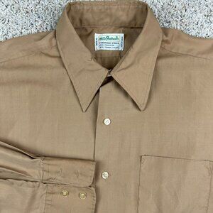 Vintage 1950s 60s Matt Andrews Mens Permanent Press Shirt Button Up Brown Japan